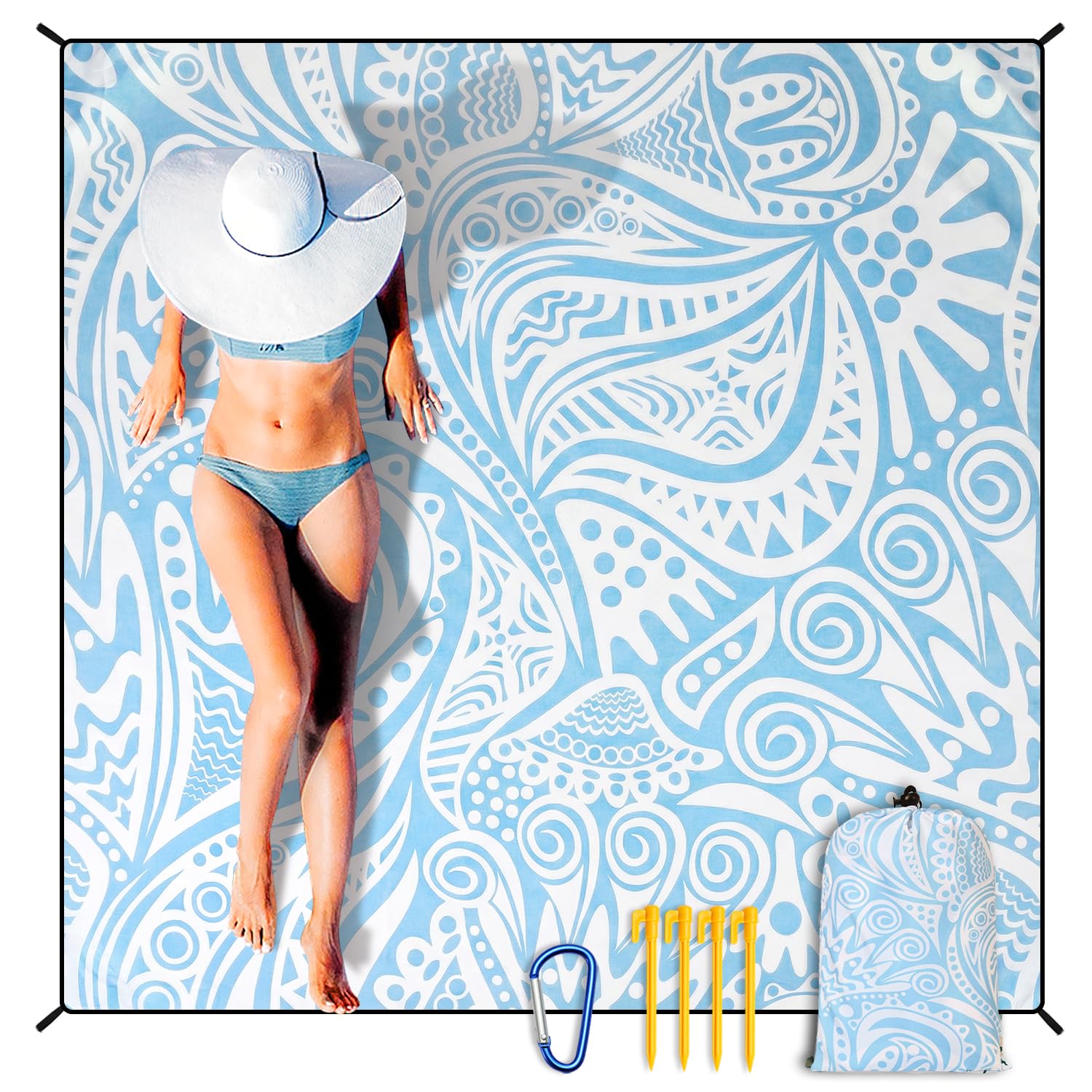 HIHOHO Beach Blanket Waterproof Sandproof Extra Large Beach Mat 79" X 83"/120"x108"for 1-8 Adults Quick Drying Durable Outdoor Picnic Mat for Beach Travel Camping Hiking Image