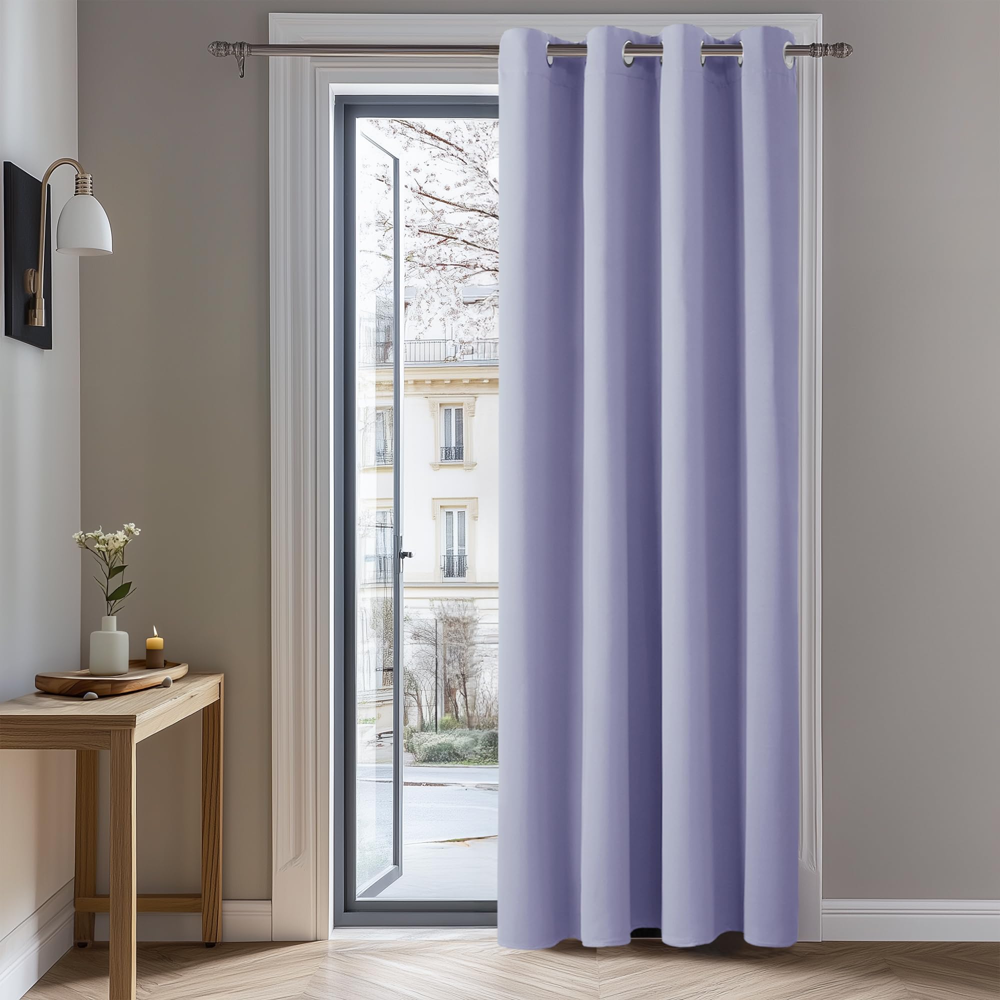 Deconovo Light Purple Thermal Blackout Eyelet Curtains for Modern Home 52" x 108" (132cm x 274cm) Single Panel