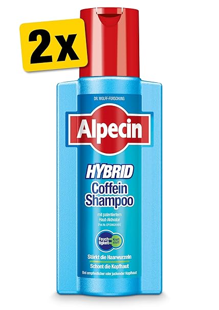 Alpecin Hybrid-Coffein Shampoo, 2 x 250 ml - Spendet Feuchtigkeit und beugt Haarausfall vor
