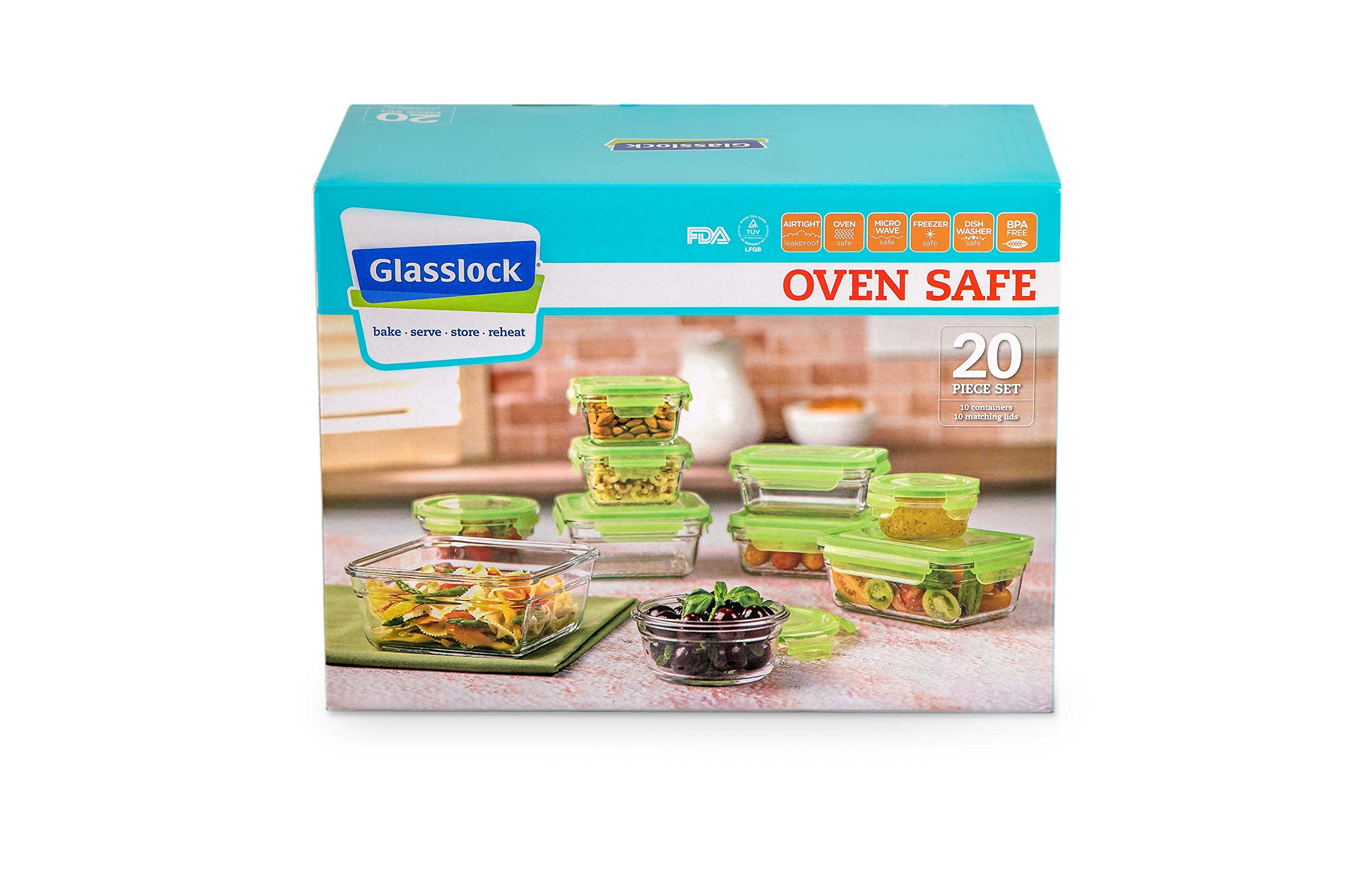 Snapware 20 piece Tempered Glasslock Storage Containers with Snaplock