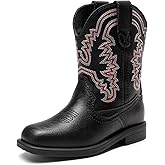 DREAM PAIRS Toddler Little Boys Girls Cowboy Boots Kids Western Square Toe Riding Mid Calf Boots