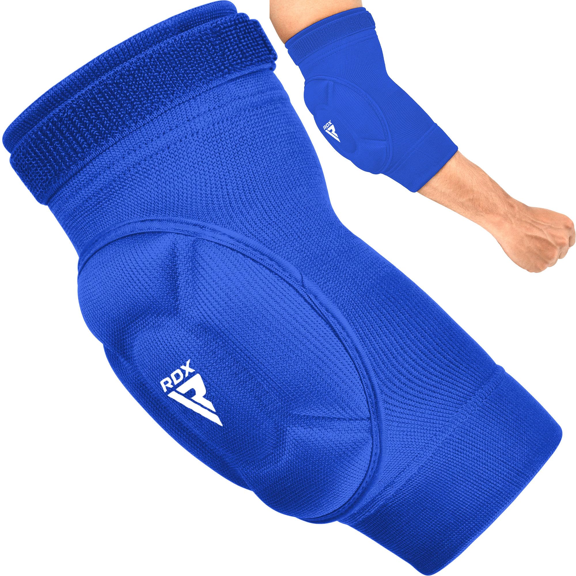 RDX Pro Elbow Pads, CE SATRA Approved, Muay Thai MMA Kickboxing Sparring Elbow Guard, Martial Arts Striking, Volleyball Wrestling Basketball Adjustable MTB Compression Padded Sleeves