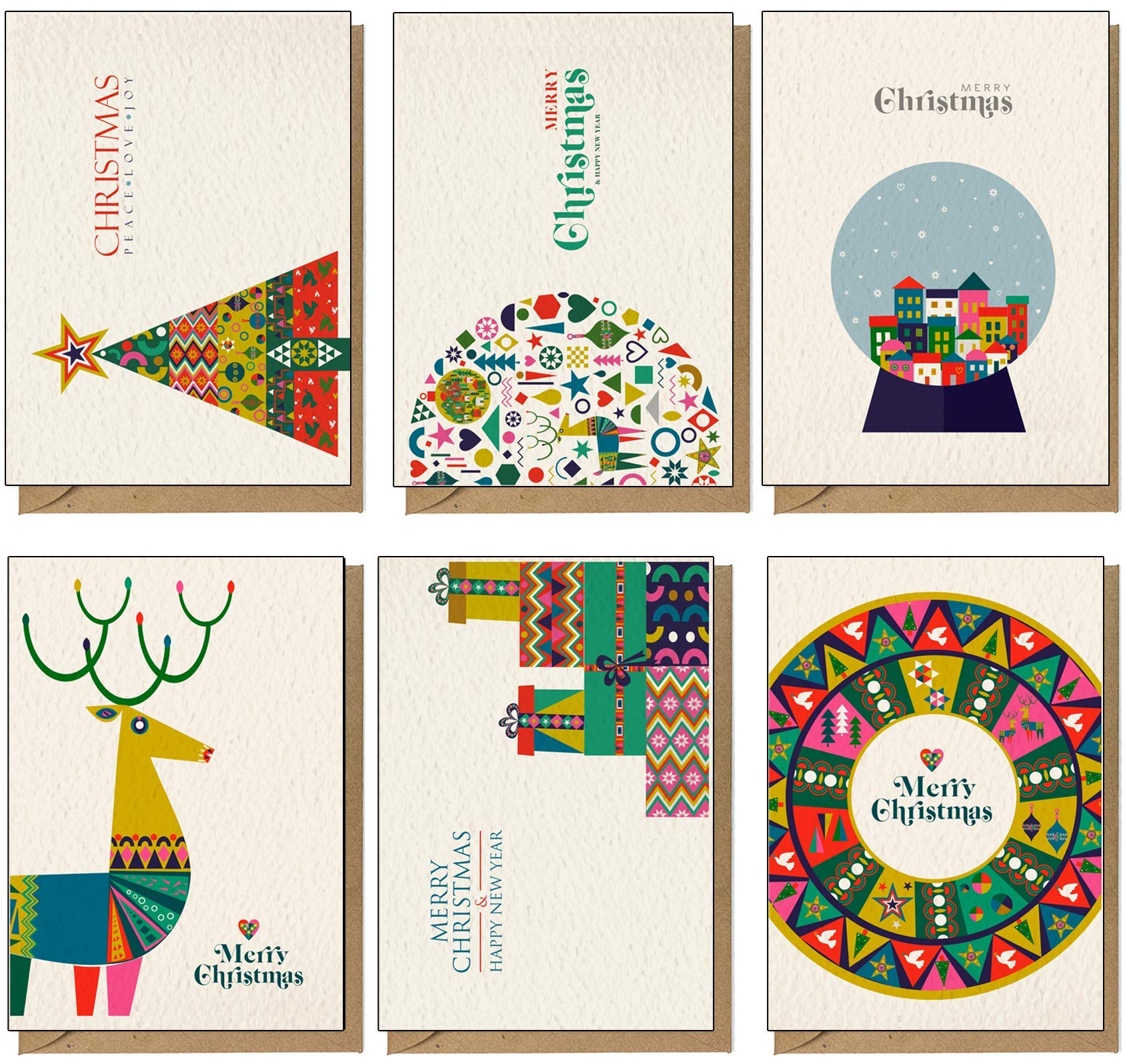 48 Recycled, Eco Friendly, Scandinavian Style Christmas Cards
