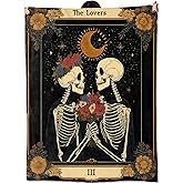 amepay The Lovers Tarot Skeleton Blanket Gifts for Women Adult Girls,Gothic Romantic Throw Blankets,Soft Comfy Lightweight for Home Halloween Couch Bed Sofa Decor,Celestial Goth Sky Design 50x60in