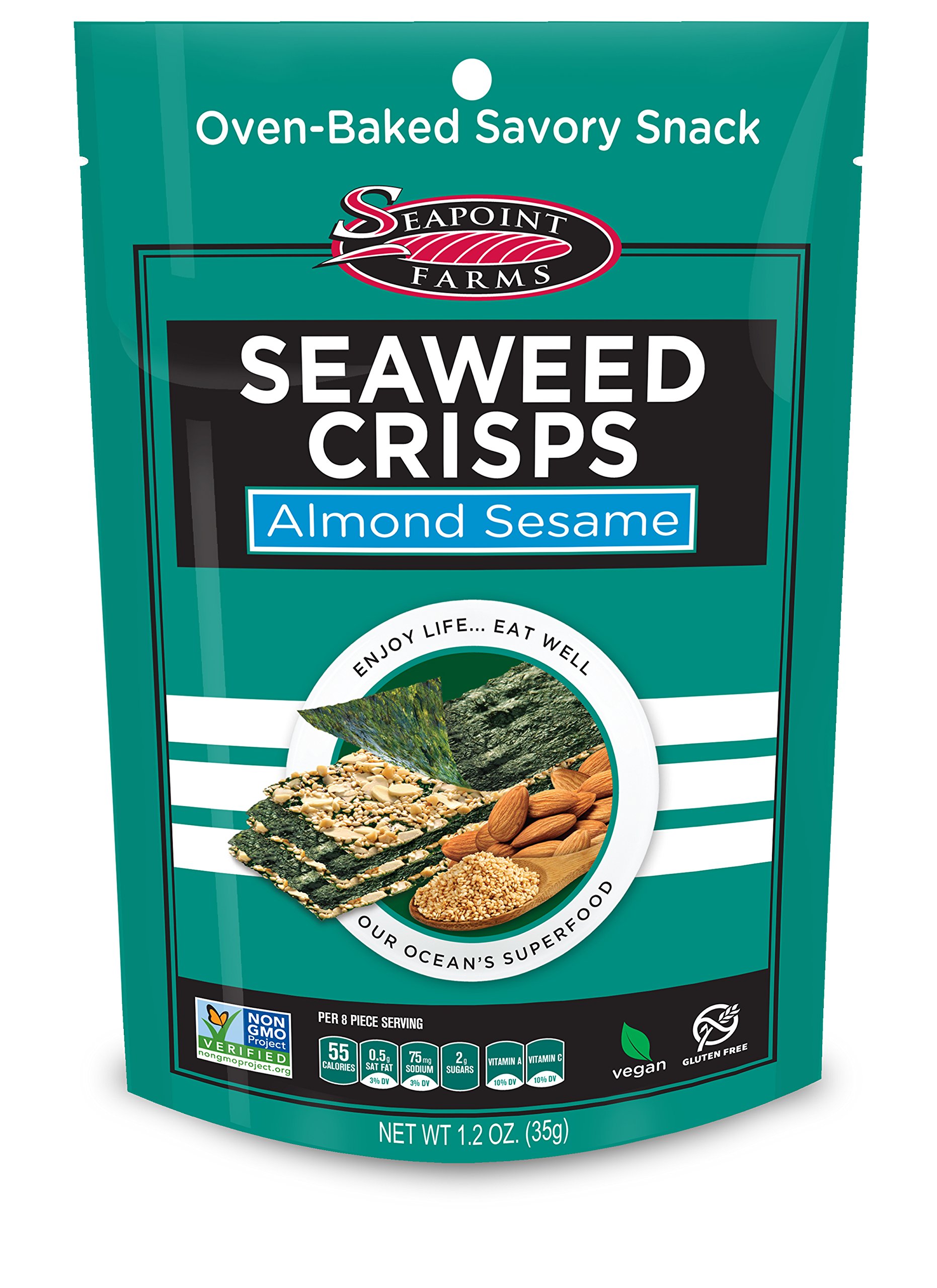 Seapoint Farms Seaweed Crisps Almond Sesame, 1.2 Ounce (Pack of 12)