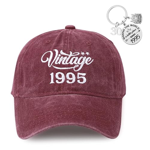 ViEinkaufen 30th Birthday Gifts for Women Baseball Cap for Her Birthday Hat Keyring Present Thank You Gifts for Mum Auntie Women Sisters Girlfriend Friends Teachers Red