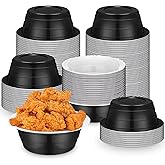 Gejoy 50 Pcs Black Plastic Bowls 23 oz Disposable But Reusable Snack Bowls Salad Dessert Serving Plates for 4th of July Wedding Birthday Winter Picnics Holiday Party Supplies