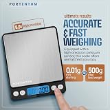 PORTENTUM Digital Kitchen Scale 500g/0.01g Stainless Steel view 2