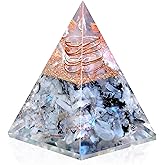 Ever Vibes Rainbow Moonstone Orgone Pyramid - Handmade Healing Crystal Gemstone for Positivity, Strength, Meditation, Reiki, Yoga, Spiritual Gift, Home & Office Decor