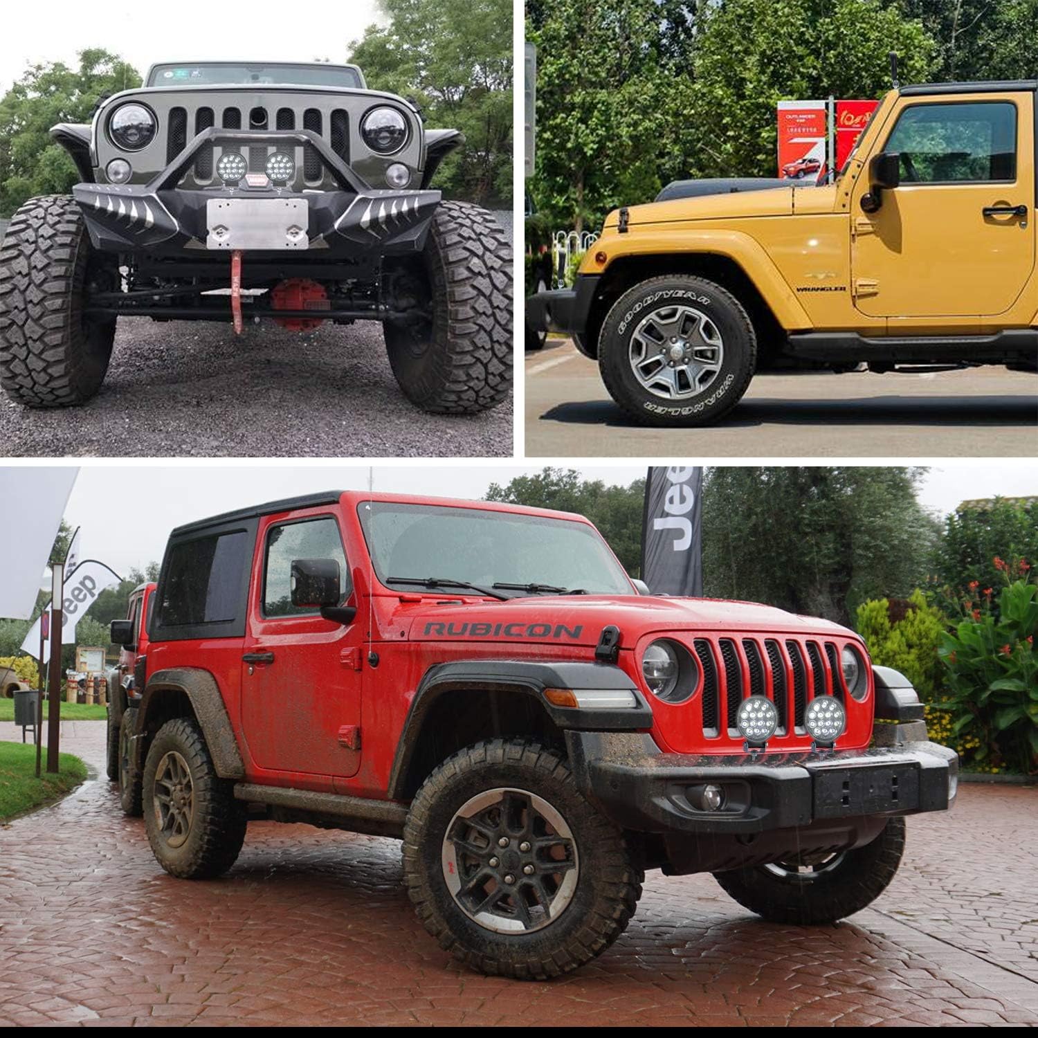 Zmoon Led Round Light Bar 2PCS 4.5" 140w 14000LM Flood Light Pod Off Road Fog Driving Roof Bar Bumper for Jeep,SUV Truck, Hunters: Automotive