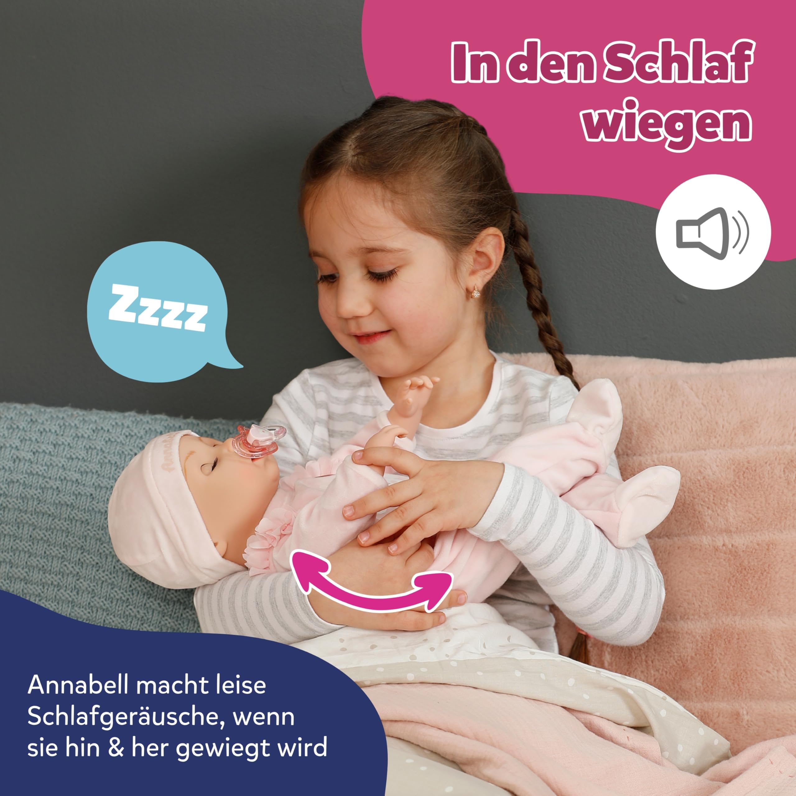 BABY Born Annabell 43 cm - Weiche Babypuppe mit 7 elektronischen Funktionen & Sound - Geeignet für Kinder ab 3 Jahren - Puppe inkl. Zubehör - Benötigt Batterien 5