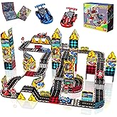Magnetic Tiles Road Set, Race Track with 2 Car, Magnetic Car Racing for Kids Ages 3 4 5 6 7 8, Magnet Building Blocks STEM Toy Christmas Birthday Gifts for 3+ Years Old Boys Girls