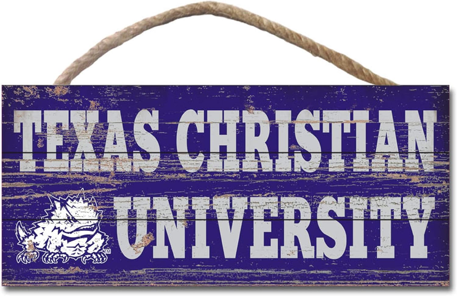 NCAA Legacy Tcu Horned Frogs Wood Plank Hanging Sign 10x5, One Size, Wood