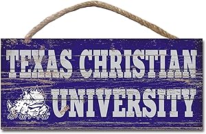 NCAA Legacy Tcu Horned Frogs Wood Plank Hanging Sign 10x5, One Size, Wood