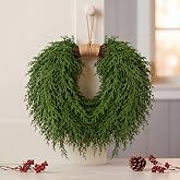 Jutom 20 Inch Christmas Artificial Cedar Wreath for Front Door Xmas Garland | Faux Greenery for Window Wall Indoor Outdoor, Realistic Cedar Foliage, Hanging Rope Loop, Rustic Holiday Decoration Style