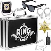 ForFine Ring Security Wedding Ring Bearer Gifts Box Case Briefcase Include Police Officer Badge, Sunglass, Badge, Spy Earpiece, Intercom, Handcuffs