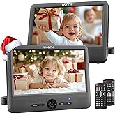 WONNIE 10" Car DVD Players, Portable DVD Player Dual Screen Play the Same or Two Different Movies with 5 Hours Rechargeable Battery, 2 AC Adapters, Headrest Mounts, All Regions, Support USB/SD/Sync TV