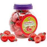 Strawberry Gummy Candy, Jelly Filled Gummies - 30 Count Jar | Candy for Goodie Bags, Individually Wrapped Gummy Balls, Party Favors