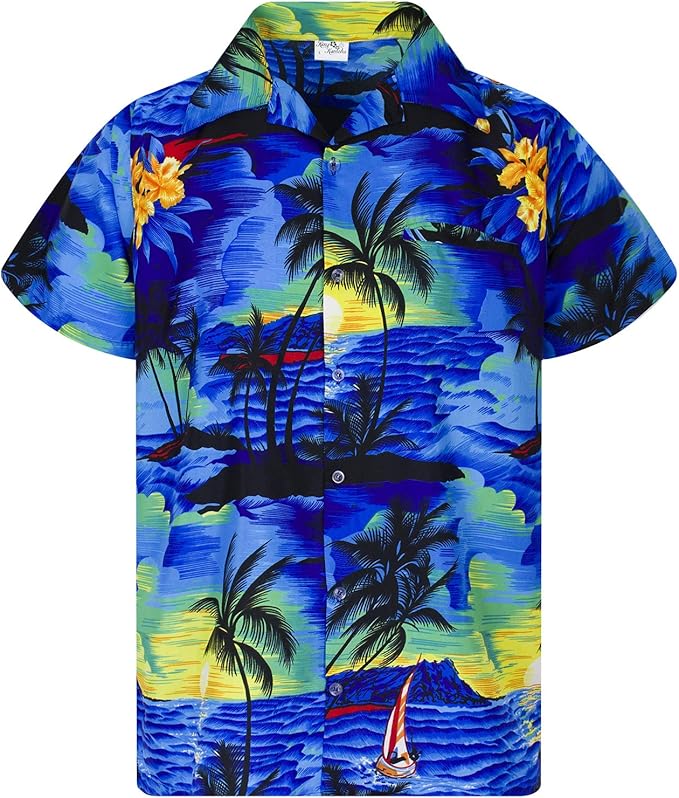 King Kameha Hawaiian Shirt for Men Funky Casual Button Down Very Loud ...