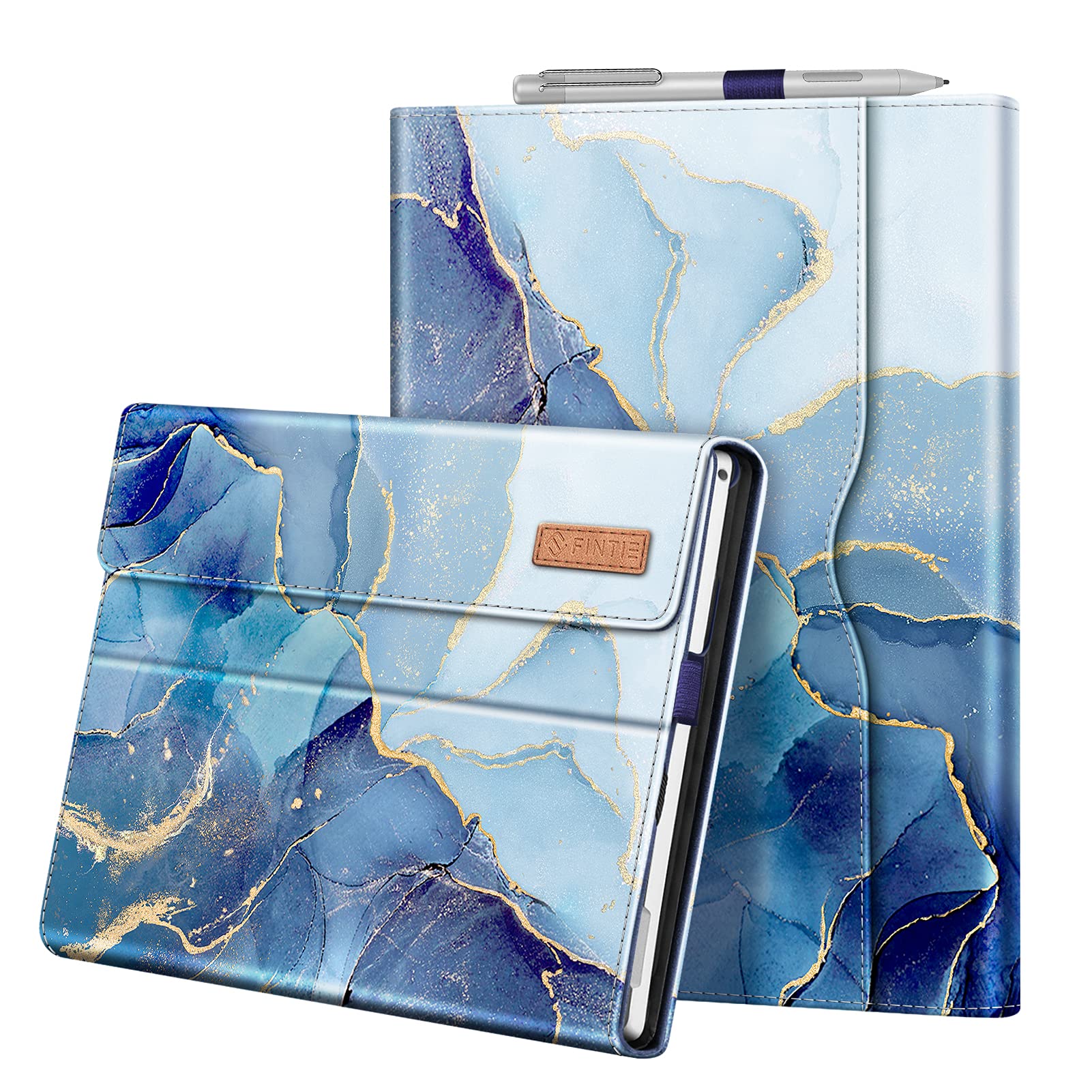 FINTIE Case Compatible with Microsoft Surface Pro 7 Plus/Pro 7 / Pro 6 / Pro 5 / Pro 4 / Pro 3, 12.3-inch Portfolio Business Cover with Pocket, Compatible with Type Cover Keyboard, Ocean Marble