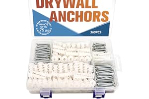 Tkiaea 360 Pcs Self-Drilling Drywall Anchors - Nylon Plastic Dry Wall Anchors and Screws Kit - 10x33mm,15x33mm,13x42mm