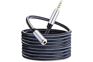 JELLY TANG Audio Mic Extension Cable 3Ft,3.5mm Aux Headphone Extender 4-Pole Jack Plug Extension Lead Stereo Male to Female Braided Cord for Headset,TV,Laptop,Phone,Switch Lite,Car,PS4,Xbox and More(3Ft/1M)