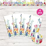 LKITMIUT 4 Pack Floral Tablecloth 86 x 51 Inch Watercolor Wild Flower Plastic view 8