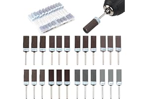 FUNRIA 24Pcs Sanding Drums Sandpaper Sticks Set for Dremel Rotary Tools with 1/8"(3mm) Shank, 180/240/400/600/800/1000/1500/2000 Grits Sanding Bits for Wood Plastic Metal Rust Removal Polishing and Grinding