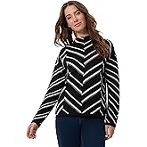 Jones New York Womens Mock Neck Long Sleeve Jacquard Sweater