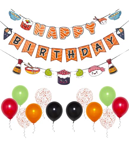 Décoration De Fête Sushi - Lot De 8 Bandelettes à Suspendre Pour Anniversaire, Fête Japonaise