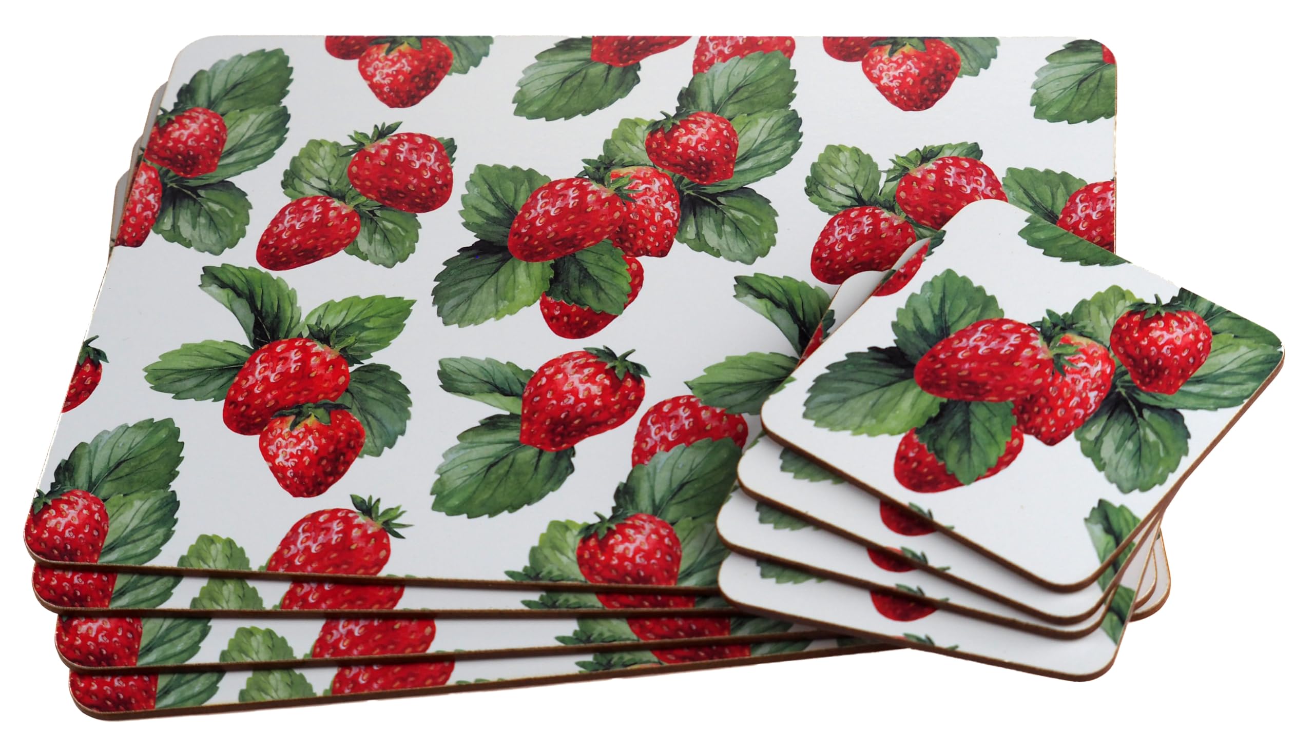 BWG Hardback Placemats & Coasters - Summer Strawberries - Set of 4