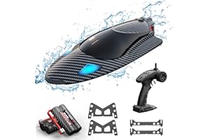 VOD VISUAL Remote Control Boat with LED Light,35KM/H Fast Remote Control Boat for Pool & Lake with 2 3000Amh Batteries, 2.4GHz RC Boats for Adults & Kids, Summer Water Toys Birthday Gifts for Boys Teens