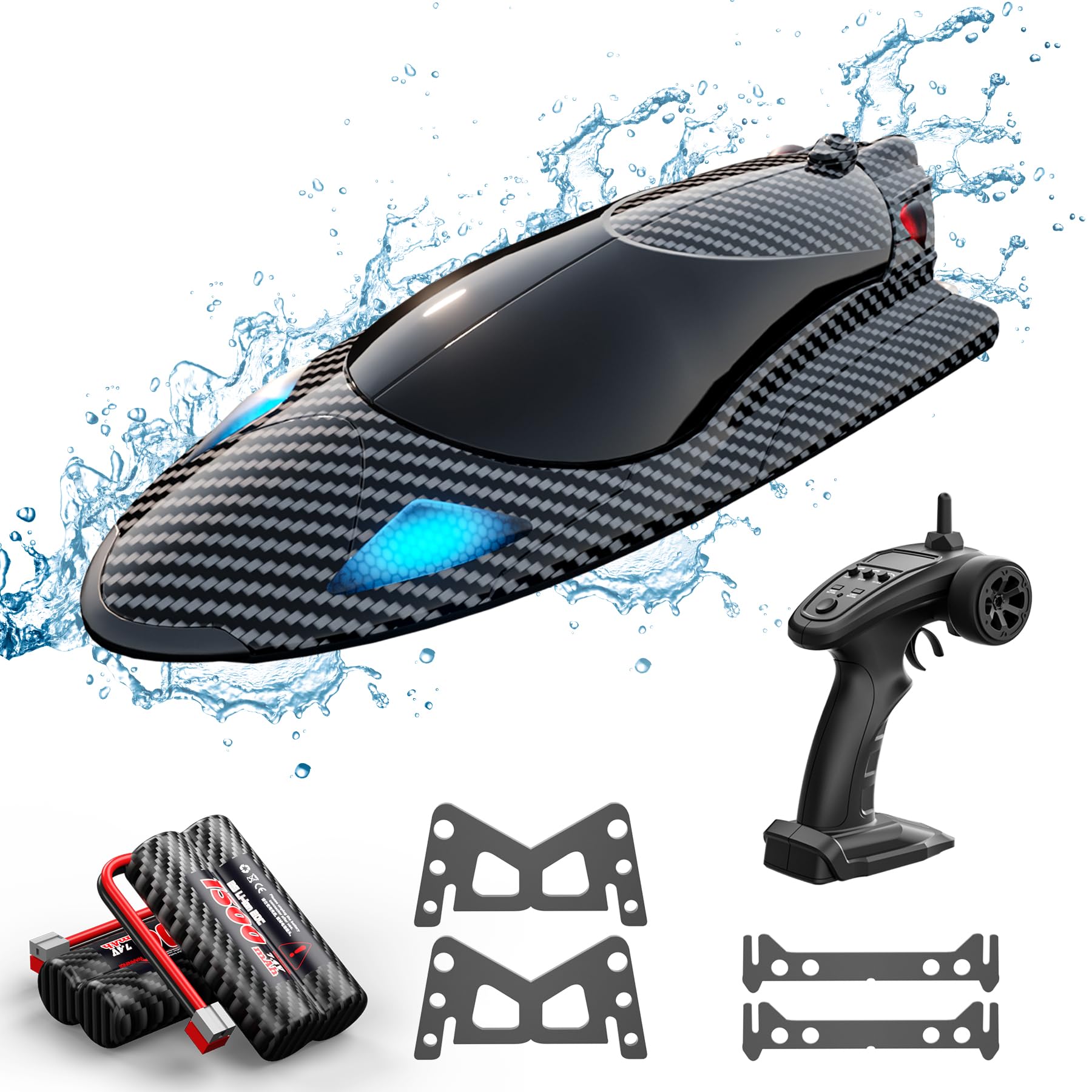 Photo 1 of Remote Control Boat with LED Light,35KM/H Fast Remote Control Boat for Pool & Lake