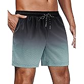 Gleeease 5inch Mens Swim Trunks: with Mesh Liner Lined Quick Dry Stretch Soft Comfort Beach Pool Pockets Vacation Striped