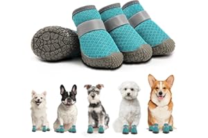 PETANIMS Petanim Dog Shoes Small Size Dogs, Breathable Dog Shoes for Hot Pavement, Puppy Dog Boots & Paw Protectors, Dog Booties for Medium Dogs for Hardwood Floors Anti Slip Lake Blue 4PCS Size 2
