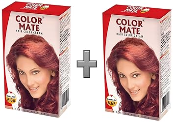 Color Mate Hair Color Cream, Burgundy, 130ml (Pack of 2)