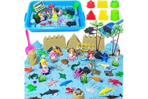 QUANA Sensory Play Sand Kit Toys - Sandbox Play Sand Set Sensory Bins Magic Sand, Unicorns, Castle Moulds, Mermaid, Tools, Sand Art Kit for Girls Ages 3 4 5 6 7 8 Christmas Birthday Gifts