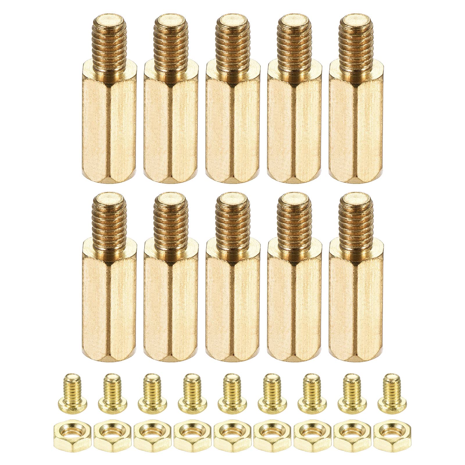 YOKIVE 10 Sets Brass Hex Threaded Spacer Screw Nut Kit, Spacer with Female-Male Thread | Raising The PCB Board, Great for Electronics Industries (M4 13+6mm)