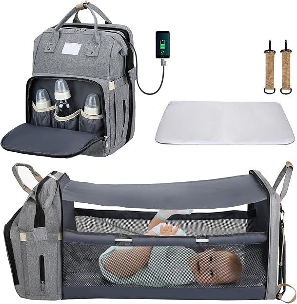 CHARMINER Baby Diaper Bag Backpack with Changing Station, Foldable