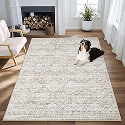 Area Rug 4x6 Geometric Rug: Washable Boho Moroccan