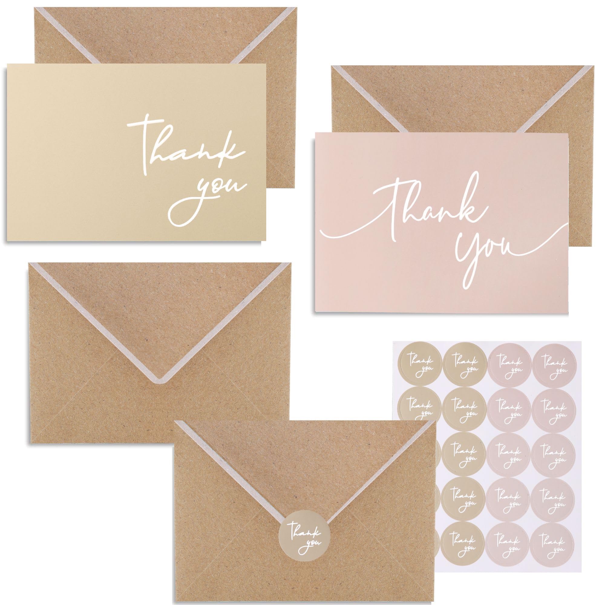 Photo 1 of 100 PK Bulk Thank You Cards with Envelopes - 5 x 3.5 Inches Wedding Cards Baby Shower Bridal Shower Personalized Thank You Notes for Small Business Graduation Funeral Birthday (2 colors)