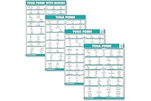 Palace Learning 4 Pack - yoga Poses Poster Volume 1, 2 & 3 + yoga Positions with Blocks - Beginner Position Exercise Charts -
