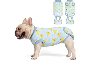 cyeollo Recovery Suit for Dogs Surgery Suit Female Spay Soft Pet Onesie Bodysuit Male Dog Neuter, Small Dogs Surgical Recovery Shirt, Yellow Duck, S