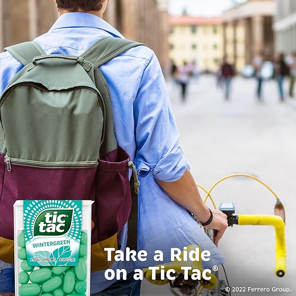 TIC TAC WINTERGREEN BREATH MINTS, BULK 12 PACK, ON-THE-GO REFRESHMENT, 1 OZ EACH