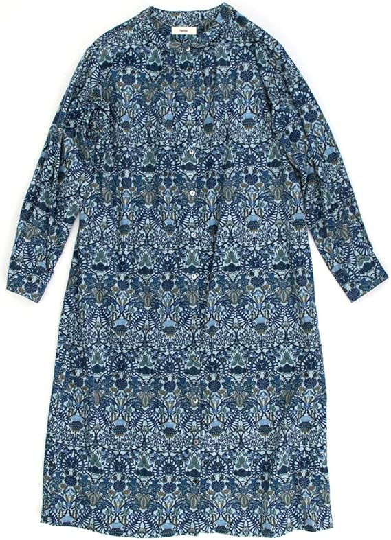 Amazon Co Jp Parkes パークス レディース リバティプリント コーデュロイシャツワンピース Py Mサイズ 2 ブルー 服 ファッション小物