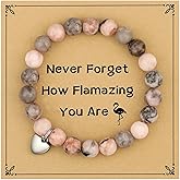 MIXJOY Inspirational Gifts for Women, Heart Charm Pink Elastic Beads Bracelet, Positive Affirmations Get Well Soon Gifts