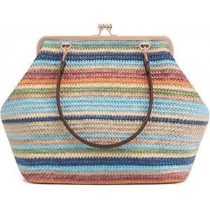 louceko Kiss Lock Frame Handbag, PU Leather Shoulder Tote Bag Messenger Hobo Clutch Purse for Women Formal Work Leisure