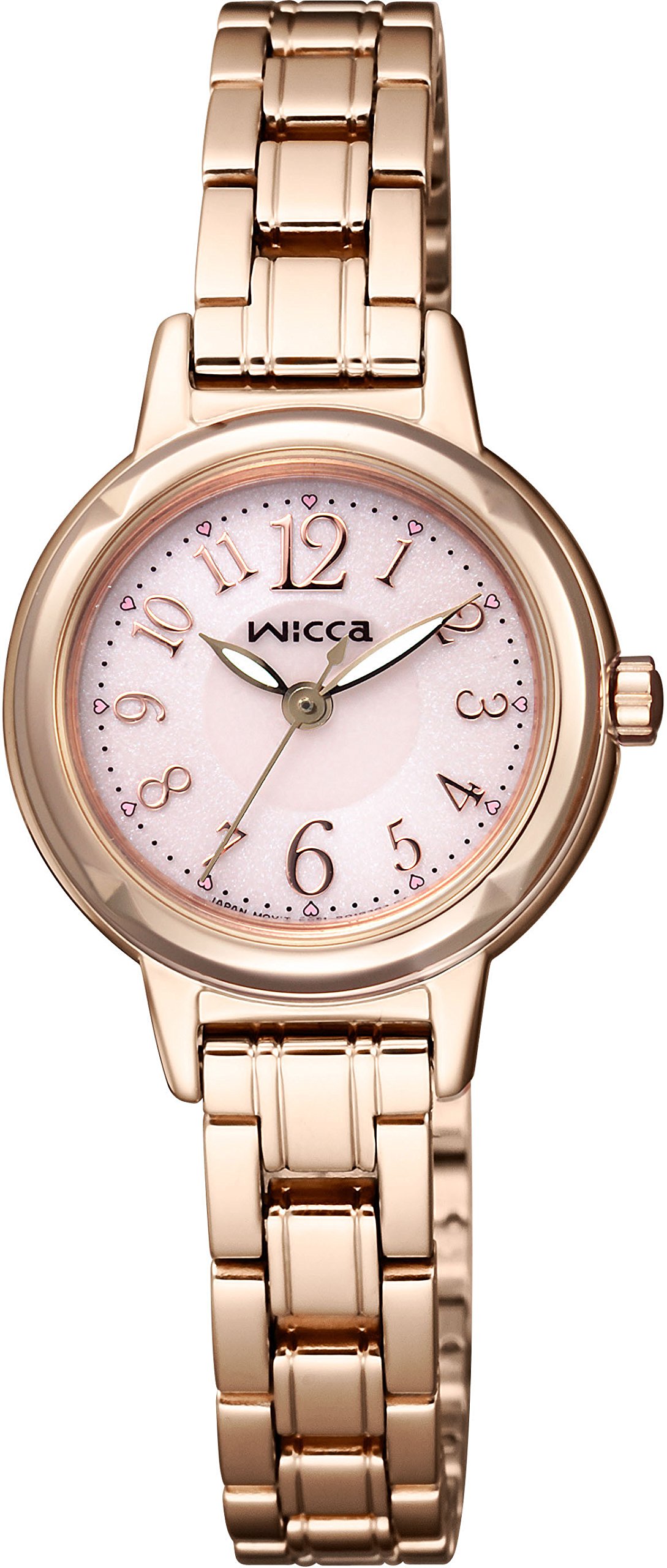 Citizen KH9-965-91 Wicca Solar Tech Wristwatch, Simple Cute Design, Women's, Dial Color - Pink Gold, watch