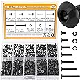 705 Pieces M2.5 Screws Nuts Washers Set Black, Sutemribor M2.5 x 4/6/8/10/12/16/20mm Button Head Socket Cap Screws Nuts Washers Assortment Kit, 10.9 Grade Alloy Steel, Fully Threaded