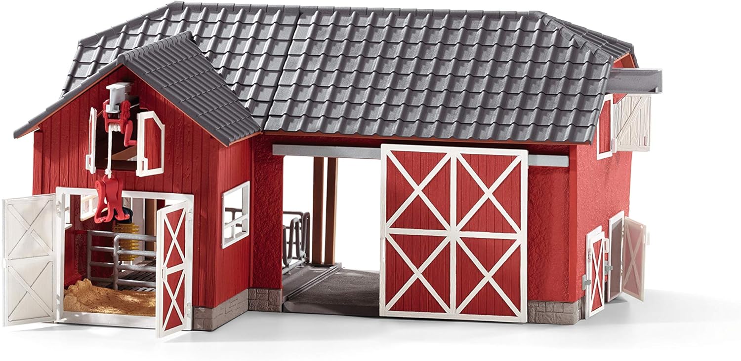 Amazon Com Schleich Large Red Barn With Animal Figurines